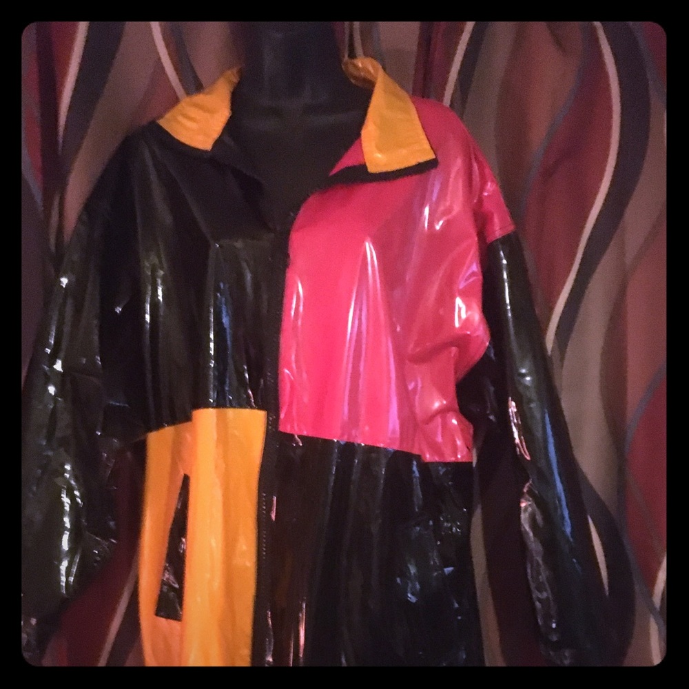 Multi_colored raincoat.